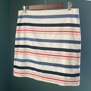 Ann Taylor White and Blue Mini Pencil Skirt Resort Wear